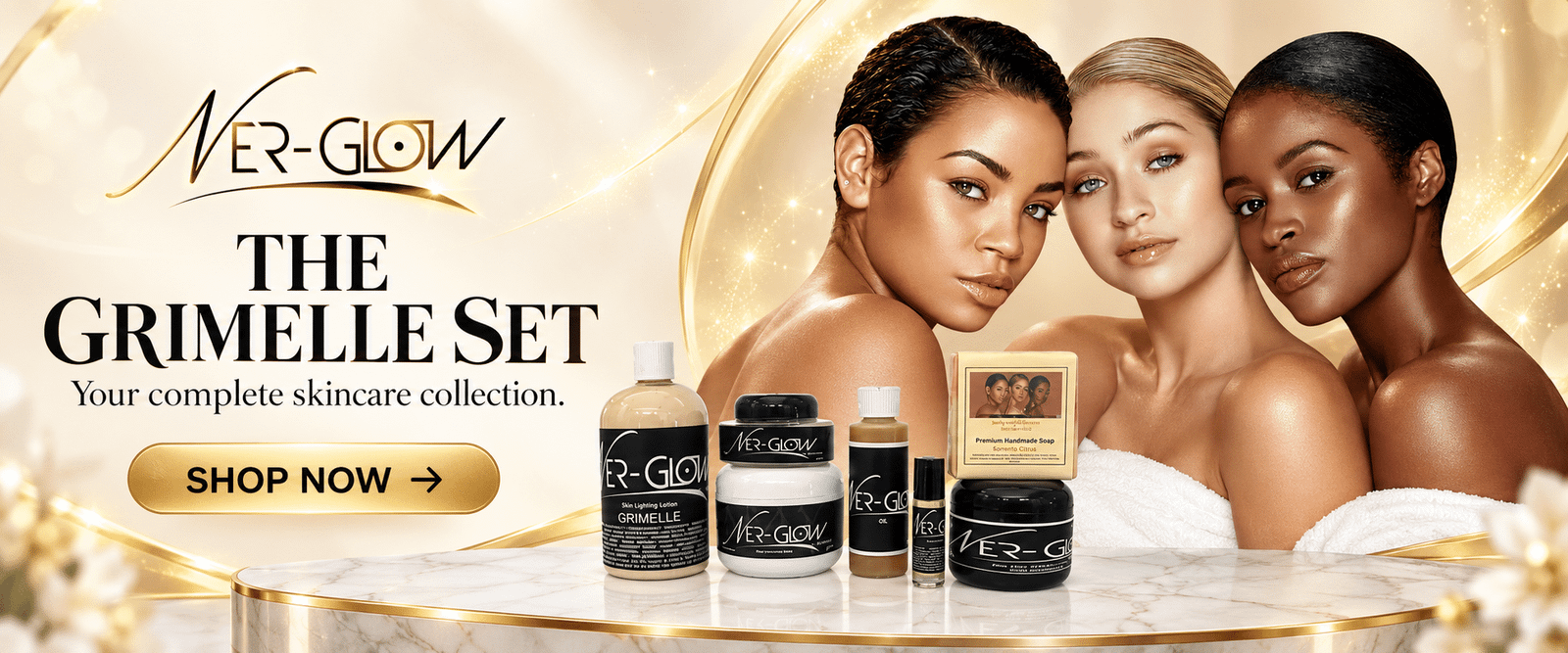 The Grimelle Set. Your complete Nerglow skincare collection, with the original three models. Shop Now.